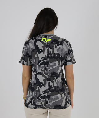 T-Shirt Camuflada Com Estampado Neon Outline
