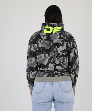 Camouflaged Sweat With Hood, Printed In Neon Colors