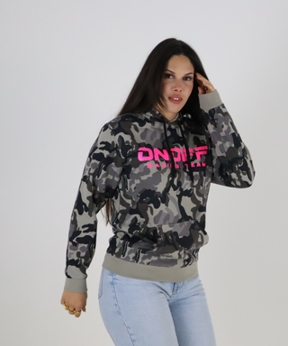 Camouflaged Sweat With Hood, Printed In Neon Colors