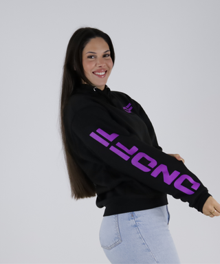 Sweat Preta Com Capuz, Com Estampado Em Cores Néon
