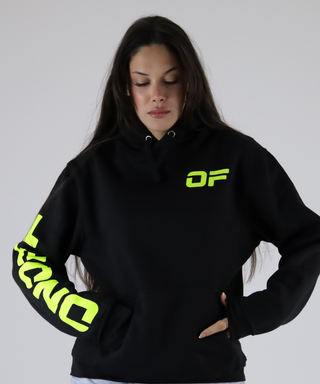 Sweat Preta Com Capuz, Com Estampado Em Cores Néon