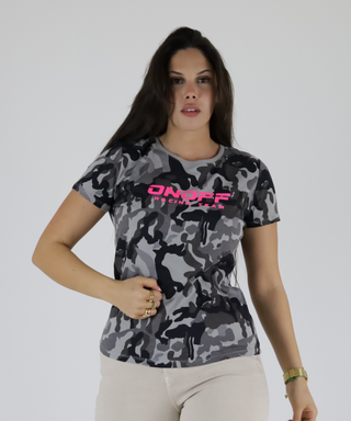 Camouflaged T-Shirt With Fluor Print