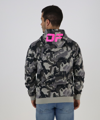 Camouflaged Sweat With Hood, Printed In Neon Colors