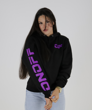 Sweat Preta Com Capuz, Com Estampado Em Cores Néon