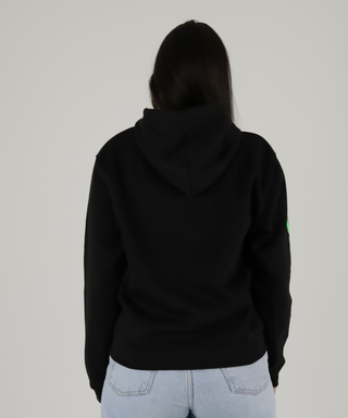Sweat Preta Com Capuz, Com Estampado Em Cores Néon