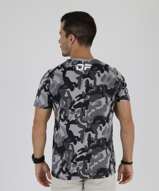 Camouflaged T-Shirt With Neon Outline Print