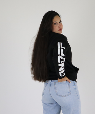 Sweat Preta Com Capuz, Com Estampado Em Cores Néon