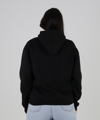 Sweat Preta Com Capuz, Com Estampado Em Cores Néon
