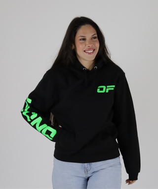 Sweat Preta Com Capuz, Com Estampado Em Cores Néon