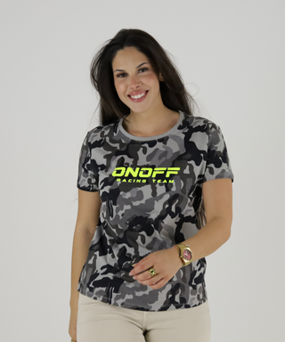 T-Shirt Camuflada Com Estampado Fluor