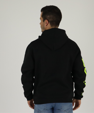 Sweat Preta Com Capuz, Com Estampado Em Cores Néon