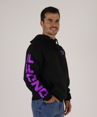 Sweat Preta Com Capuz, Com Estampado Em Cores Néon