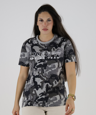 Camouflaged T-Shirt With Neon Outline Print