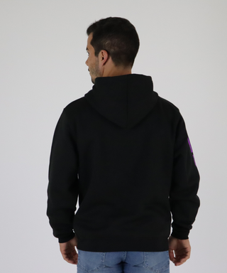 Sweat Preta Com Capuz, Com Estampado Em Cores Néon
