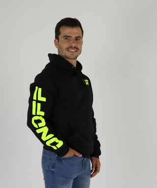 Sweat Preta Com Capuz, Com Estampado Em Cores Néon