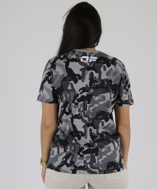 Camouflaged T-Shirt With Neon Outline Print