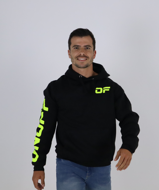 Sweat Preta Com Capuz, Com Estampado Em Cores Néon