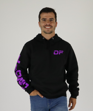 Sweat Preta Com Capuz, Com Estampado Em Cores Néon